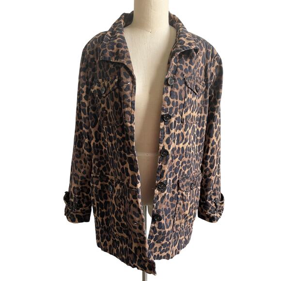 Linea by Louis Dell’Olio Leopard Print Utility Jacket Large - Picture 4 of 10